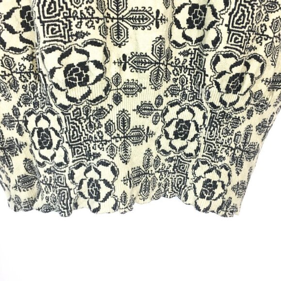 Grace Black and Tan Printed Short Sleeve Button Down Grandma Core Knit Top (L) - Picture 6 of 16